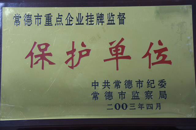 2002年常德市重点企业挂牌监督一”保护单位“